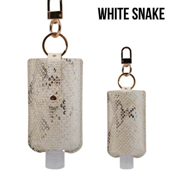 🚨 2 LEFT! 2/$26 White Snake Leather Sanitizer Keychain - Picture 2 of 3